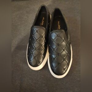 Aldo Black Quilted Slip-On Shoes
